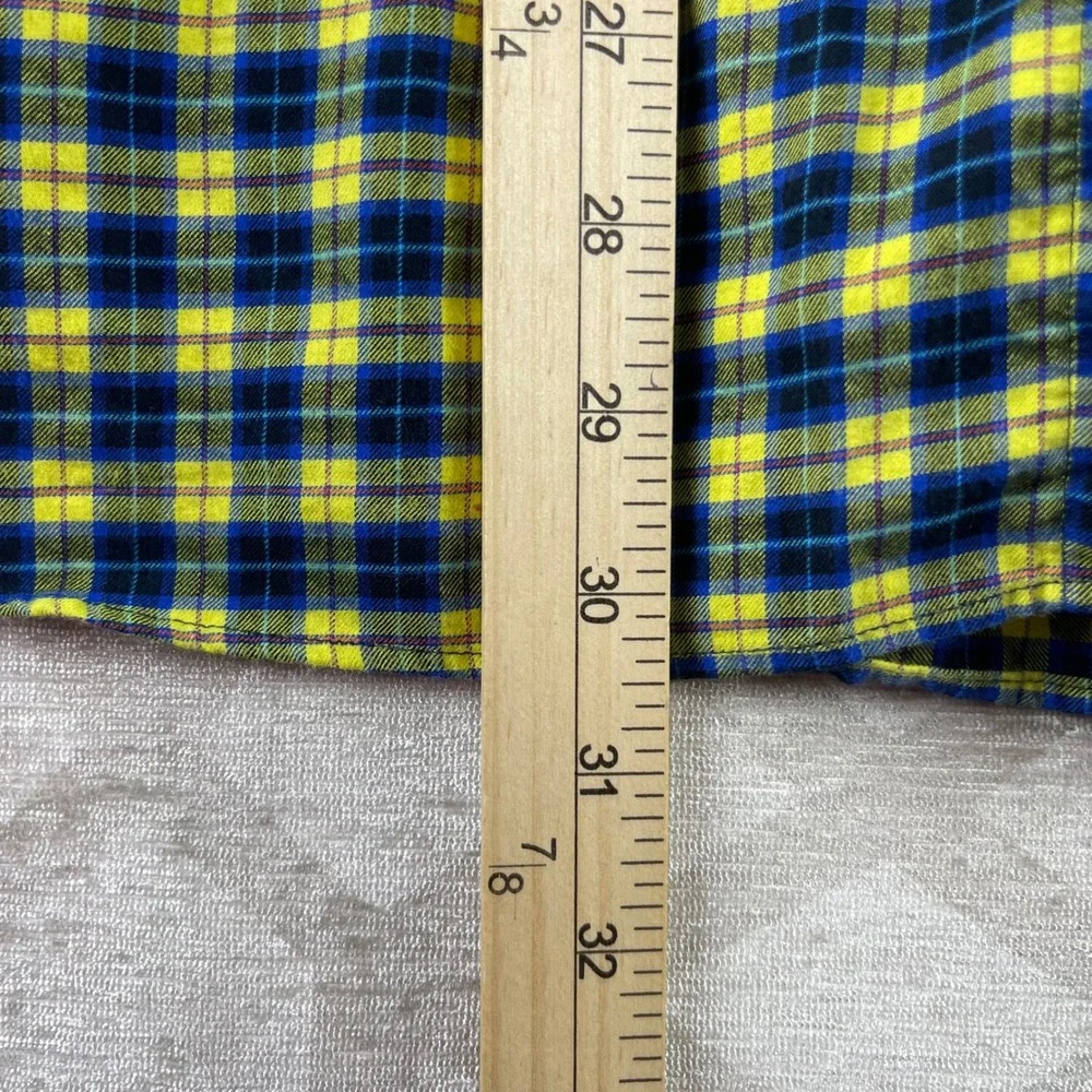 Polo‎ Ralph Lauren Plaid Shirt Mens XL Yellow Navy Blue Classic Fit Cotton